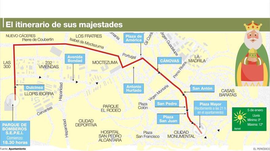 Trece carrozas, ocho pasacalles y un millar de participantes darán vida a la cabalgata de Cáceres