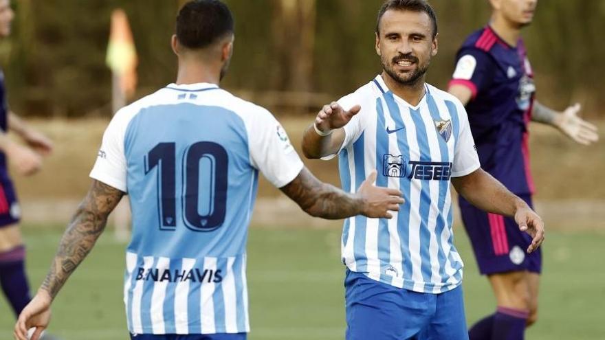 Tete Morente y el nuevo fichaje en ataque, Orlando Sá, durante el choque amistoso del domingo ante el Valladolid.