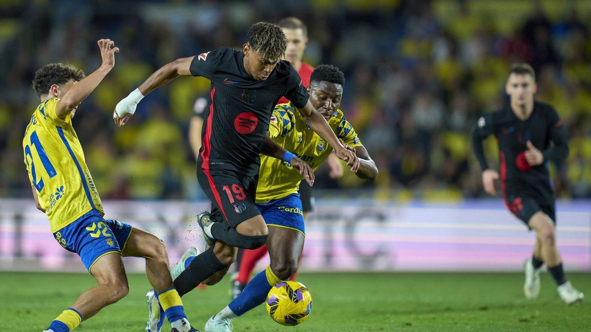Así acabó el pie de Lamine tras el partido de Las Palmas: "¡No es falta!"