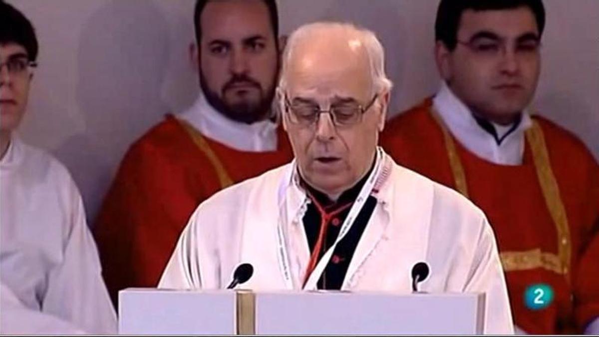Don Antonio Suárez Carneiro, durante la visita del papa Benedicto XVI a Santiago, en 2010