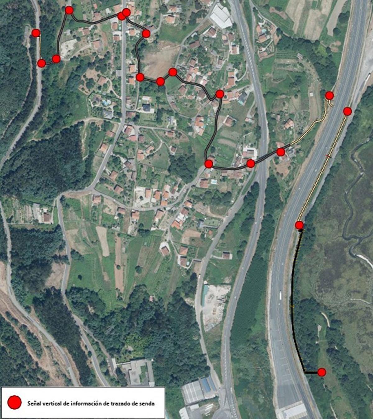 Recorrido previsto para la senda.