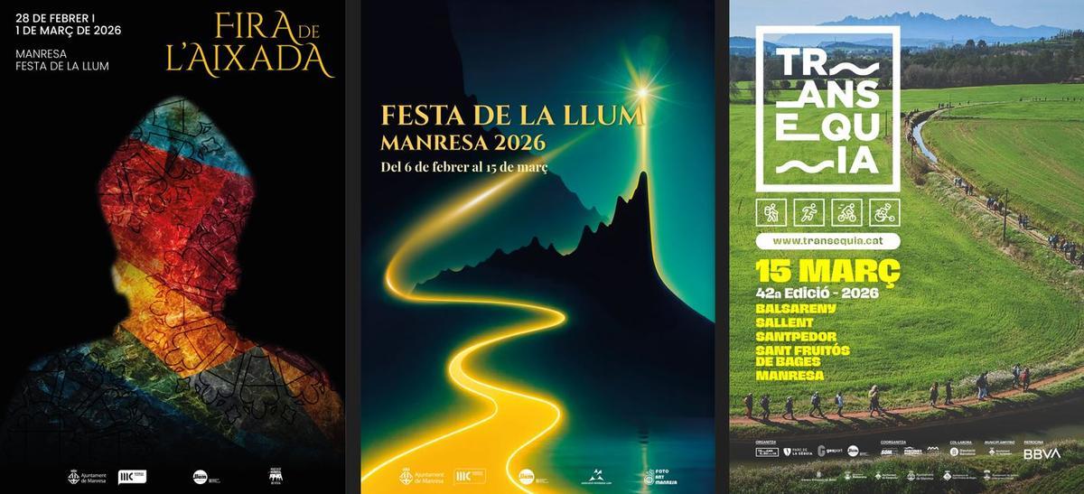 Els cartells guanyadors de la Fira de l'Aixada, la Festa de la Llum i la Transéquia