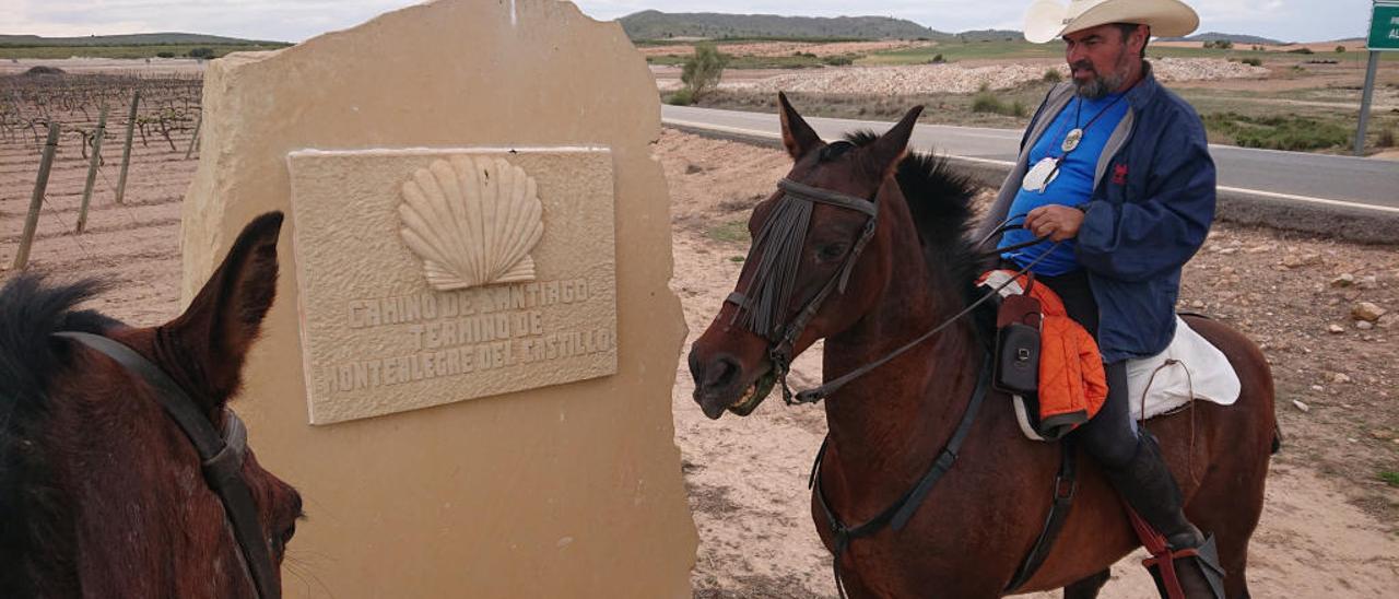 1.021 kilómetros. Los dos ilicitanos que protagonizan esta historia recorrieron los más de 1.021 kilómetros que separan Elche de Santiago de Compostela montados en sus caballos.