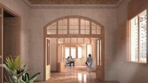 Recreación de una de las futuras salas interiores de la Casa Hurtado, en Barcelona, una vez que se remodele.