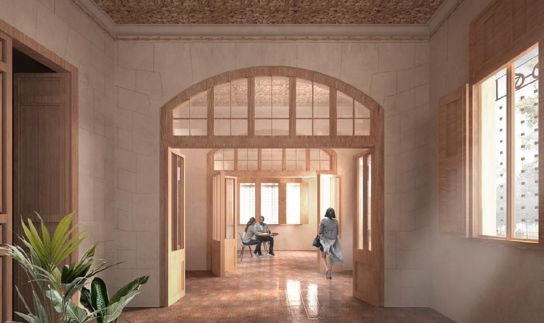 Recreación de una de las futuras salas interiores de la Casa Hurtado, en Barcelona, una vez que se remodele.