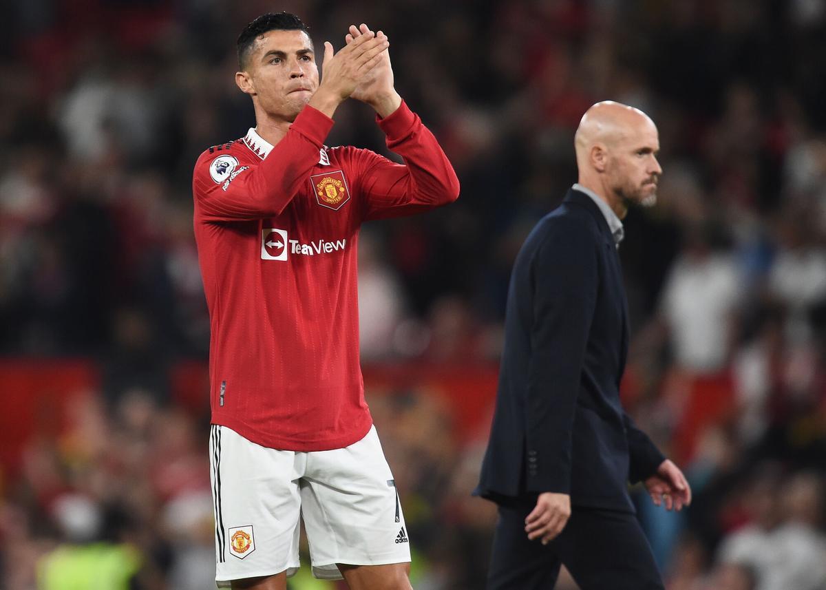 Erik ten Hag y Cristiano Ronaldo, en el Manchester United