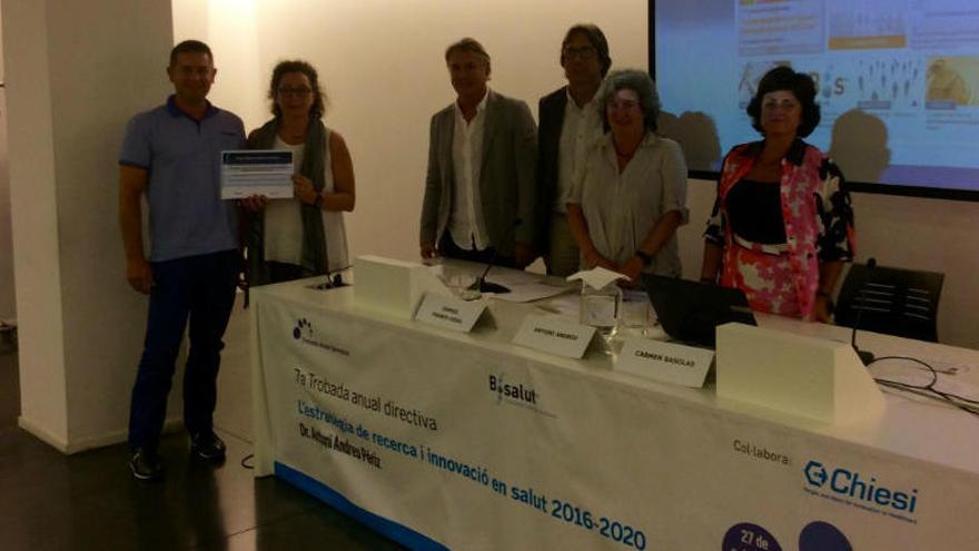 Un moment de l´entrega del premi Chiesi de Gestió Sanitària al projecte informàtic de l´ICS