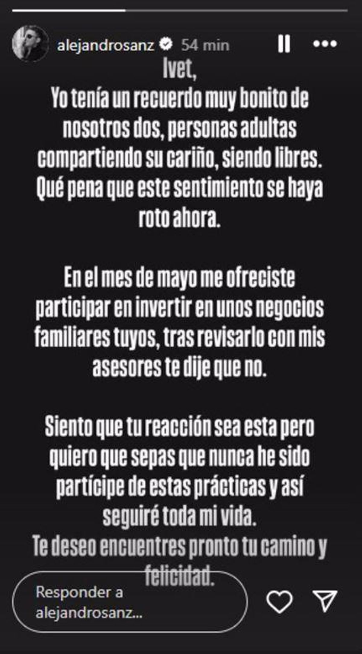 Alejandro Sanz emite un comunicado