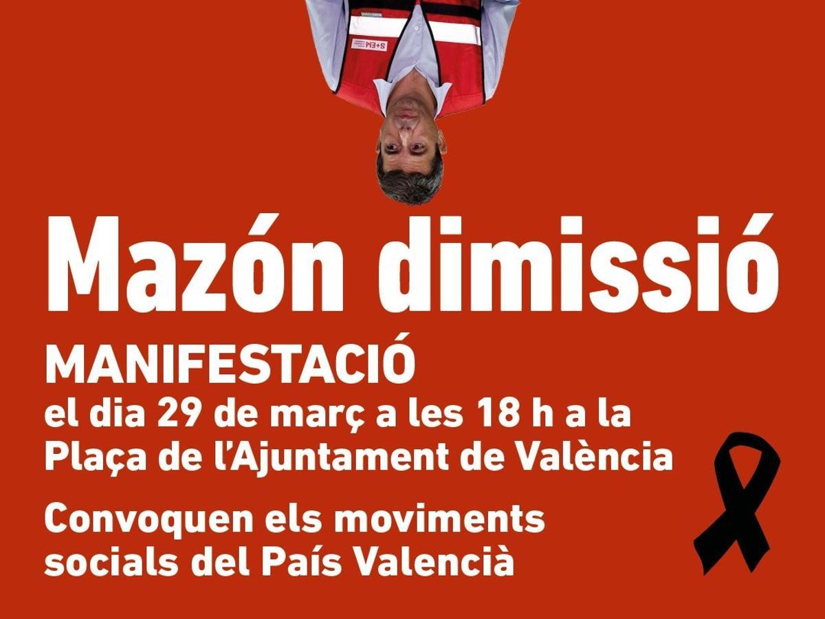 Cartel promocional de la sexta manifestación contra Mazón