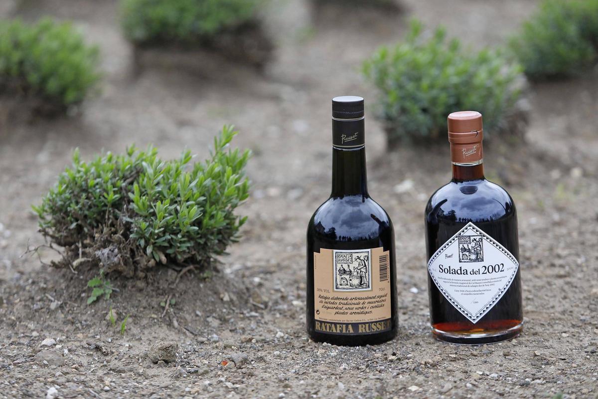 Russet i Solada, les dues ratafies que la família Codina produeix actualment.