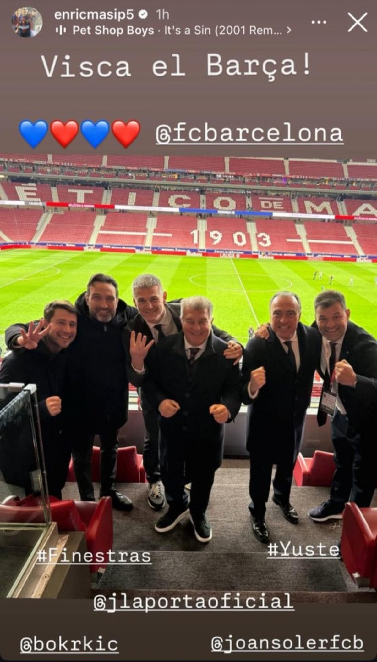 La imagen de los directivos y ejecutivos del Barça celebrando el 2-4 en el Metropolitano