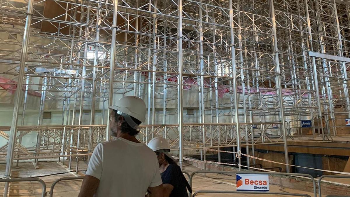 Obras en el interior del Palau de la Música de València.