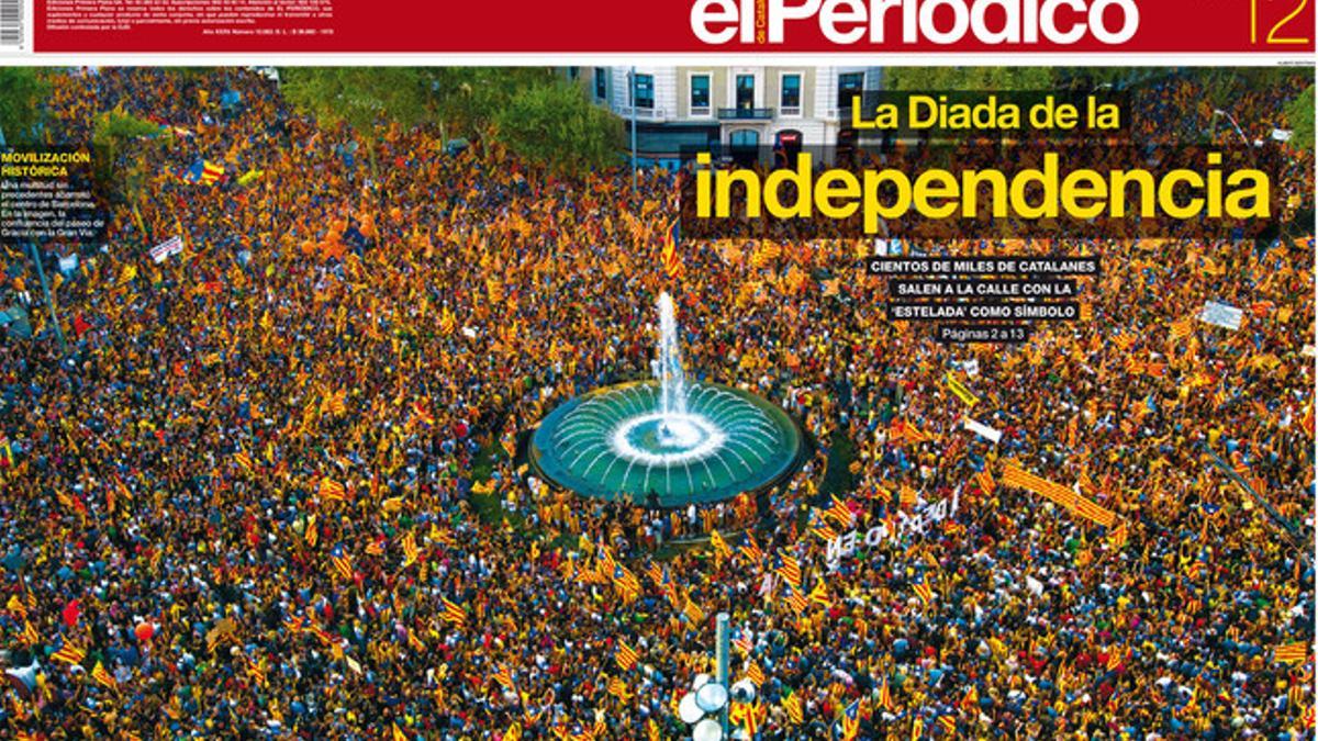 La portada de EL PERIÓDICO DE CATALUNYA, de este miércoles 12 de septiembre.