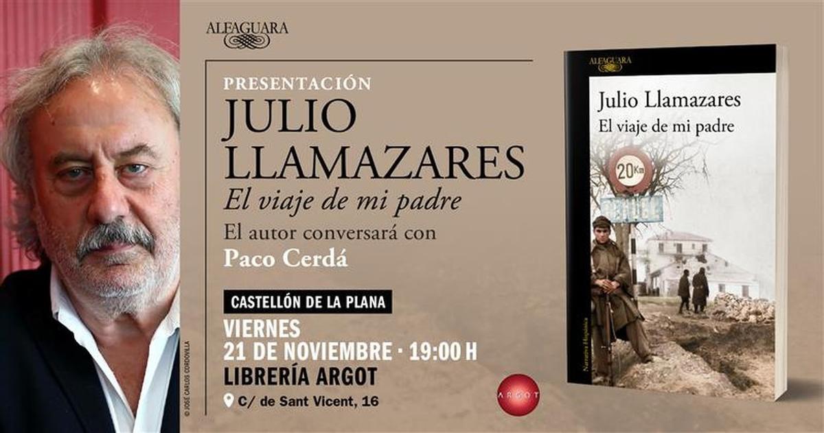 Julio Llamazares conversará con Paco Cerdá en la librería Argot este 21 de noviembre.