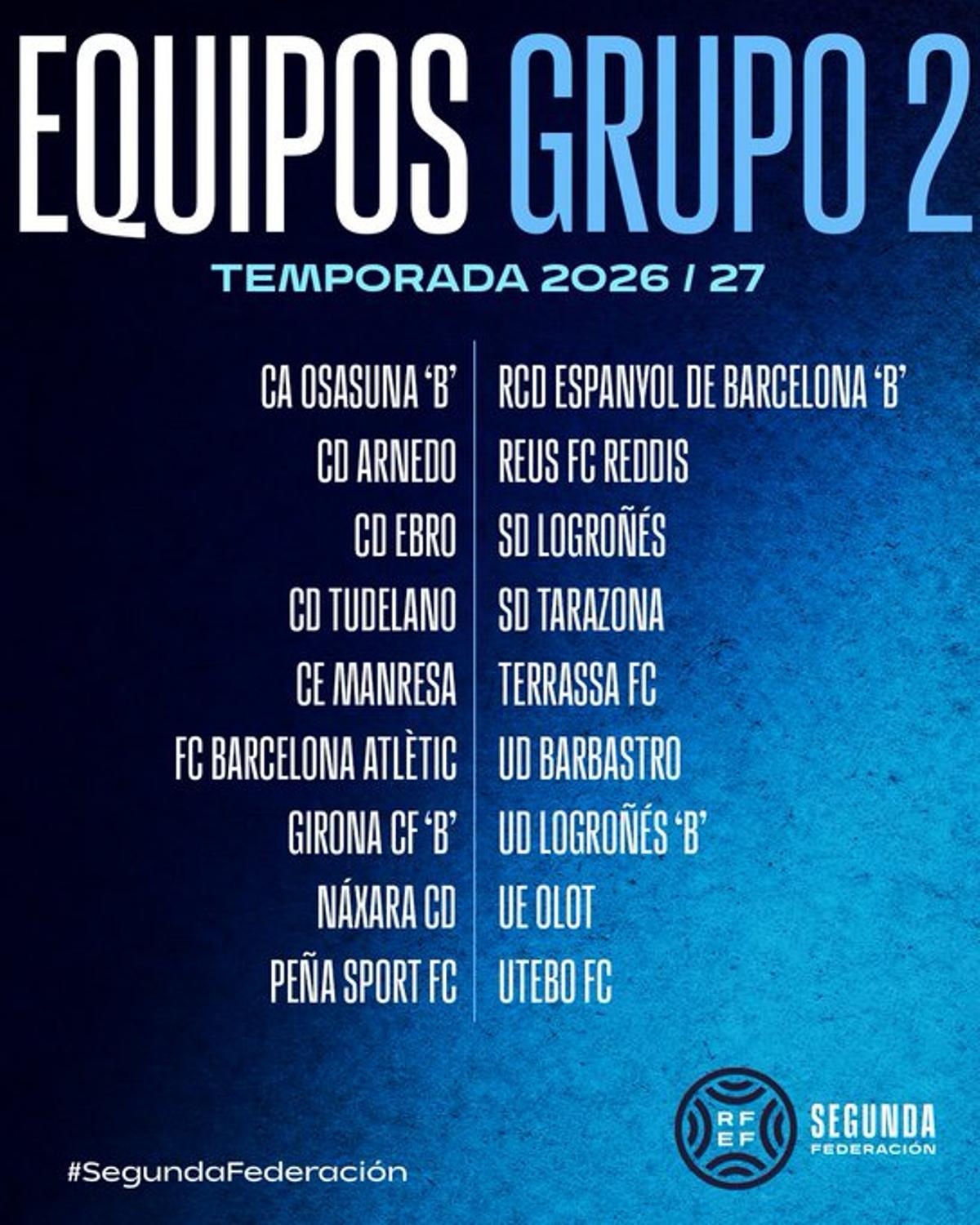 El grup 2 de Segona Federació.