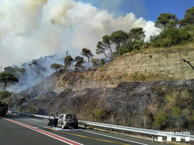 Tasques d'extinció de l'incendi de Capellades