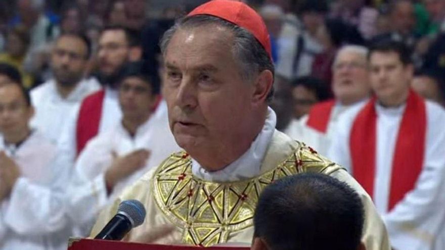 El cardenal Ángel Artime, durante la novena que celebró en Roma antes del cónclave. |