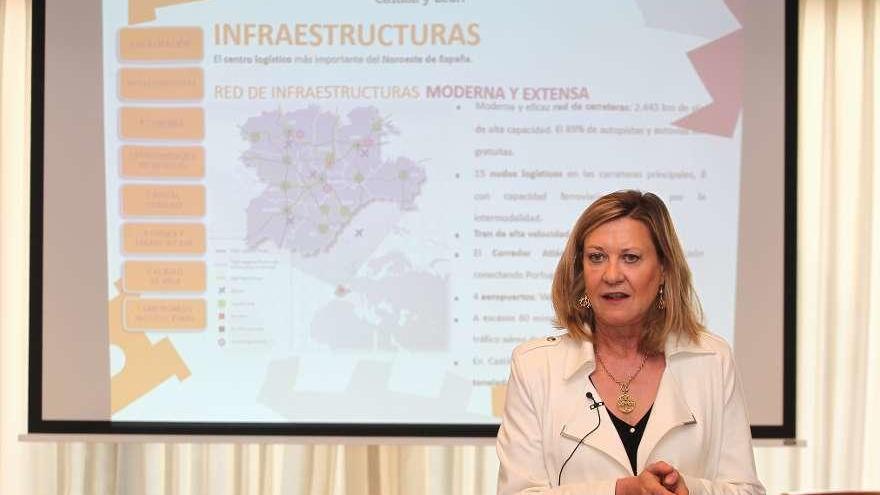 Pilar Del Olmo presenta Castilla y León como destino de inversión a representantes de empresas y embajadas.