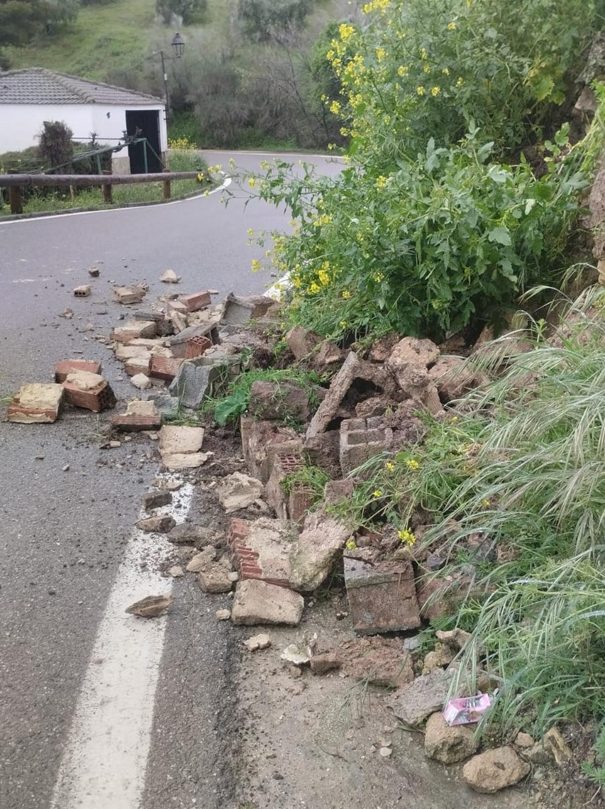 Derrumbe que se ha producido en la carretera A-3225.