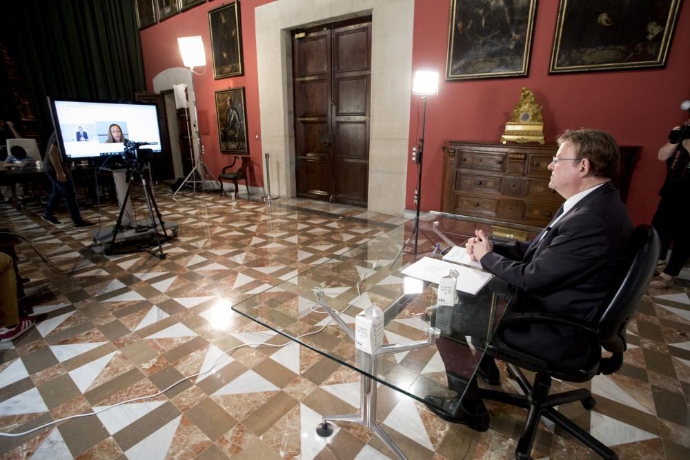 El presidente Ximo Puig en el Encuentro Telemático Levante-EMV/Sabadell