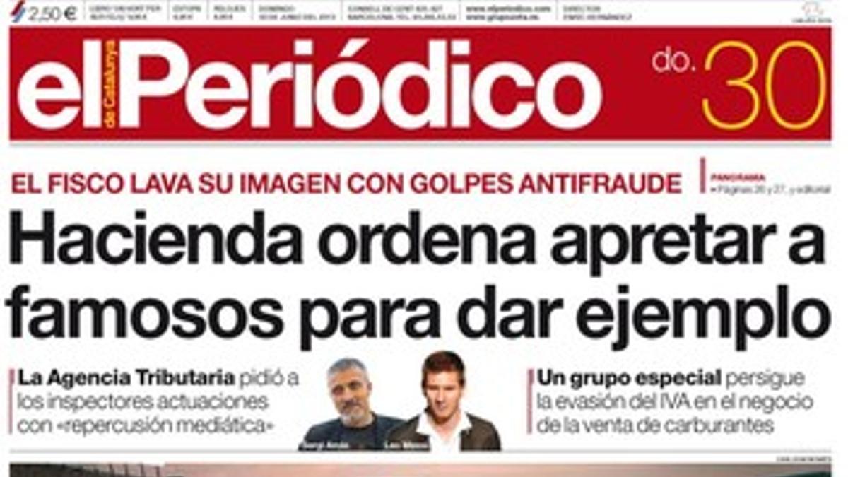 La portada de EL PERIÓDICO (30-6-2013).