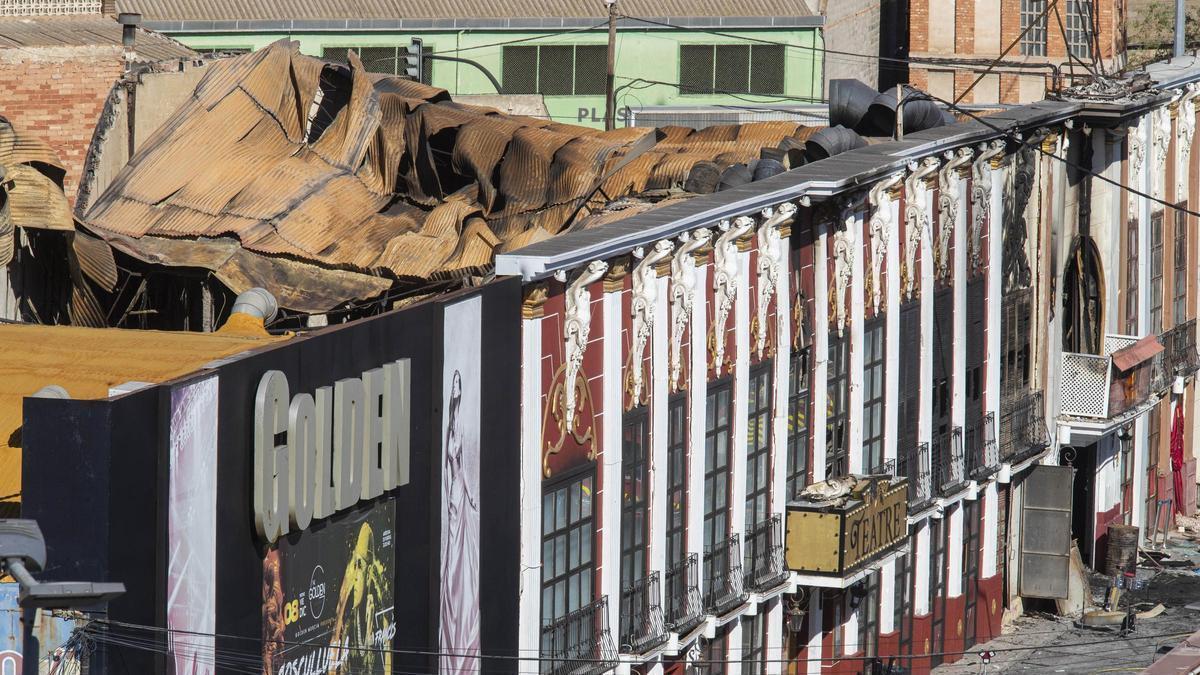 Vista aérea de las discotecas Golden, Teatre y La Fonda, afectadas por el trágico incendio.