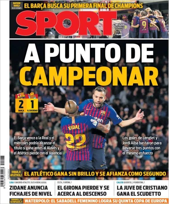 Portada SPORT domingo 21 de abril de 2019