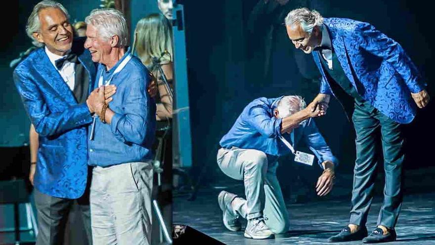 Richard Gere, als peus d&#039;Andrea Bocelli en un concert a Marbella (Màlaga)