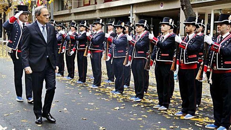 El president de la Generalitat, Quim Torra, durant la visita a Vic per commemorar l&#039;aniversari dels Mossos