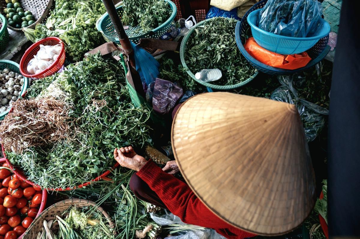 Mercado de verduras en Hoi An.