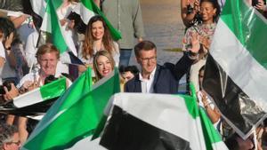 Feijóo durante el acto de campaña en Badajoz