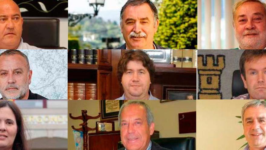 Los alcaldes de Abegondo, Oleiros, Culleredo, Cambre, Arteixo, Sada, Bergondo, Betanzos y Carral (izda a dcha desde arriba)