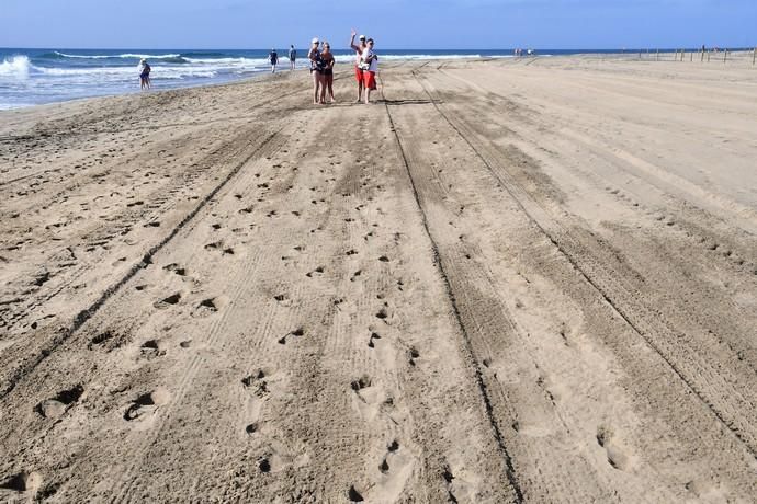 13/05/2019 MASPALOMAS. SAN BARTOLOME DE TIRAJANA. El presiddente del Cabildo de Gran Canria, Antonio Morales, y el consejero de Medio Ambiente y Emergencias, Miguel Ángel Rodríguez, informan del inicio de la segunda fase del proyecto para la recuperación de las dunas de Maspalomas, Masdunas, pionero en el mundo por sus carcterísticas .    Fotógrafa: YAIZA SOCORRO.  | 13/05/2019 | Fotógrafo: Yaiza Socorro