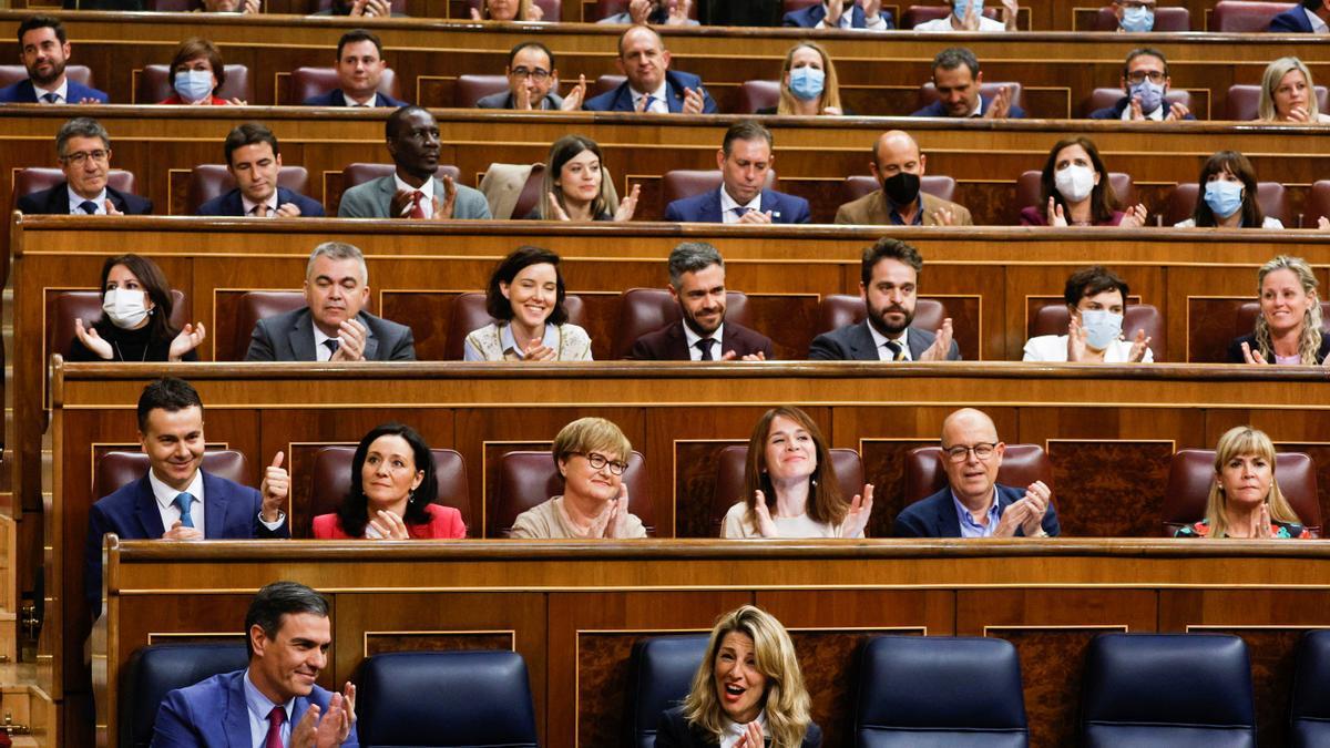 La bancada socialista y los asientos del Gobierno en el Congreso de los Diputados.