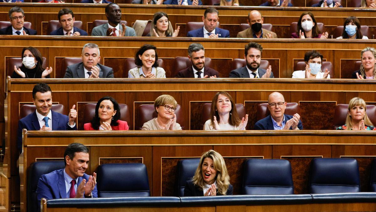 La bancada socialista y los asientos del Gobierno en el Congreso de los Diputados.