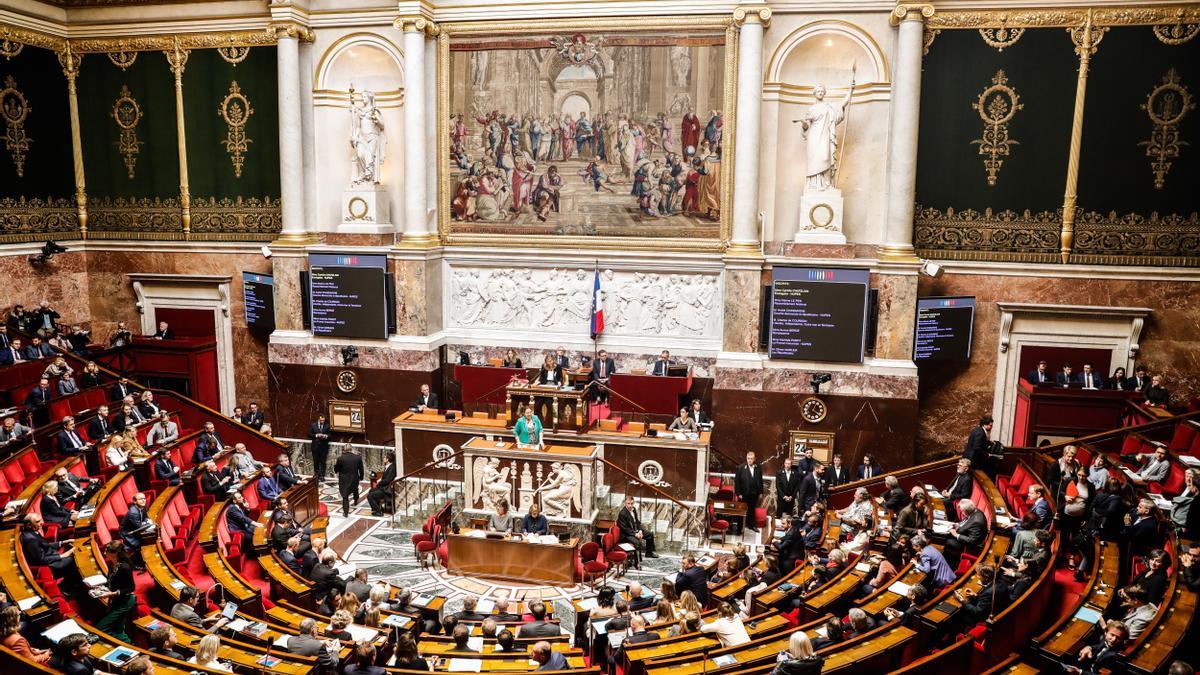 Cyrielle Chatelain durante su discurso en la Asamblea francesa.