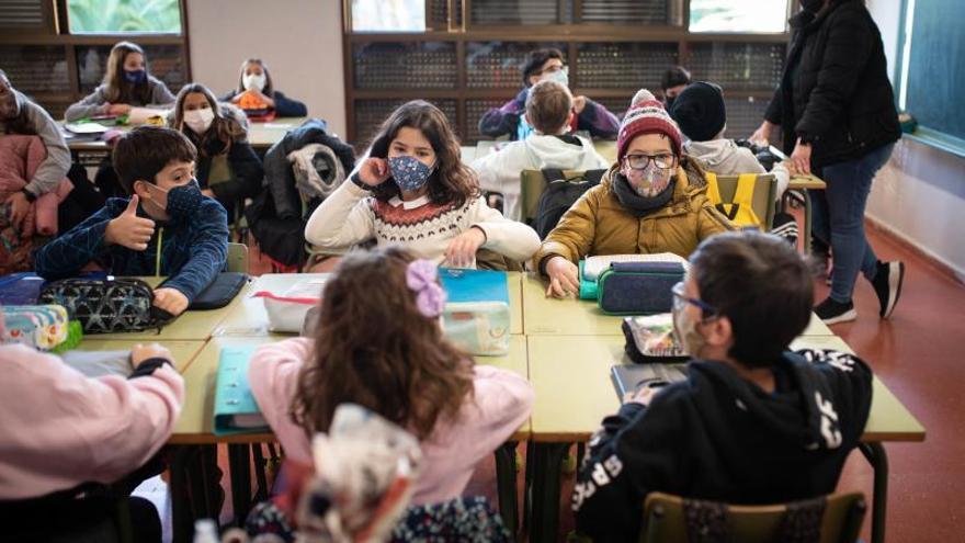 Un grupo burbuja en un aula de un colegio de Tenerife.