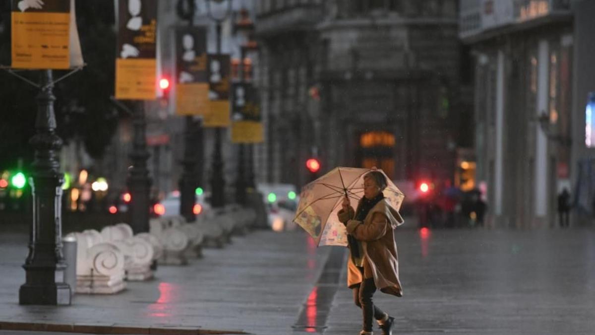 Temporal de viento y lluvia en A Coruña.