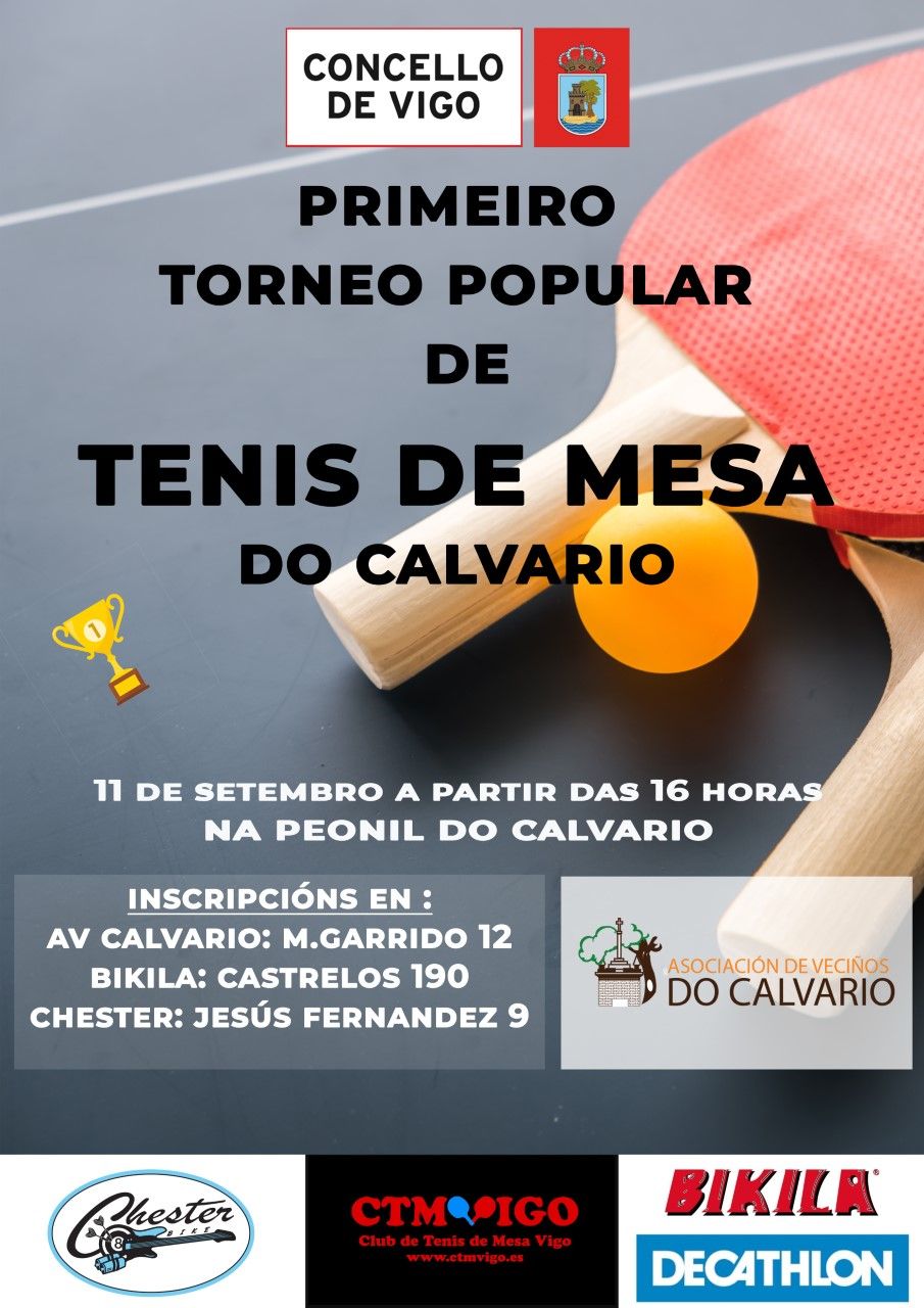 Cartel anunciador del torneo de tenis de mesa.