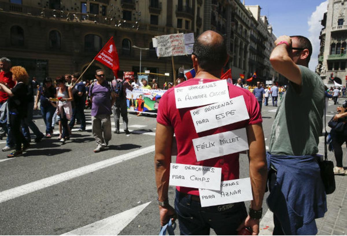 Manifestació a la Via Laietana de Barcelona.