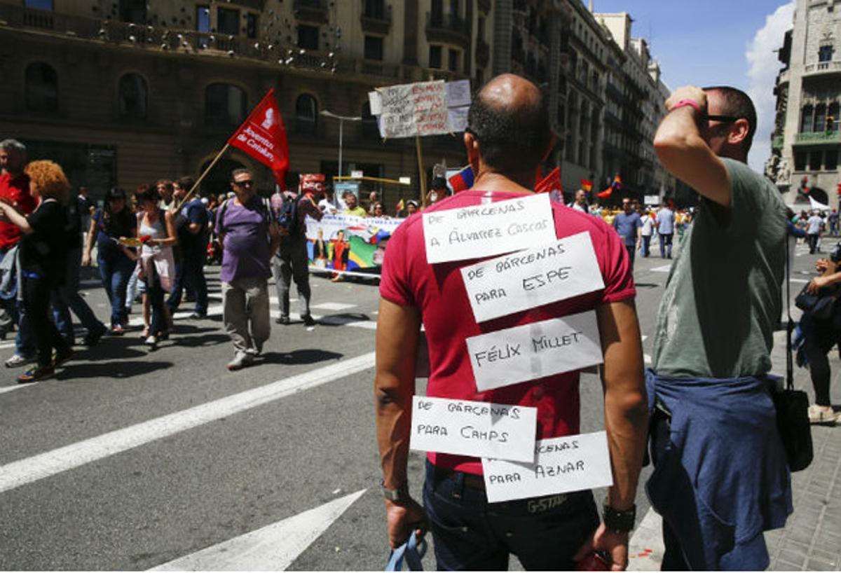 Manifestación en la Via Laietana de Barcelona.