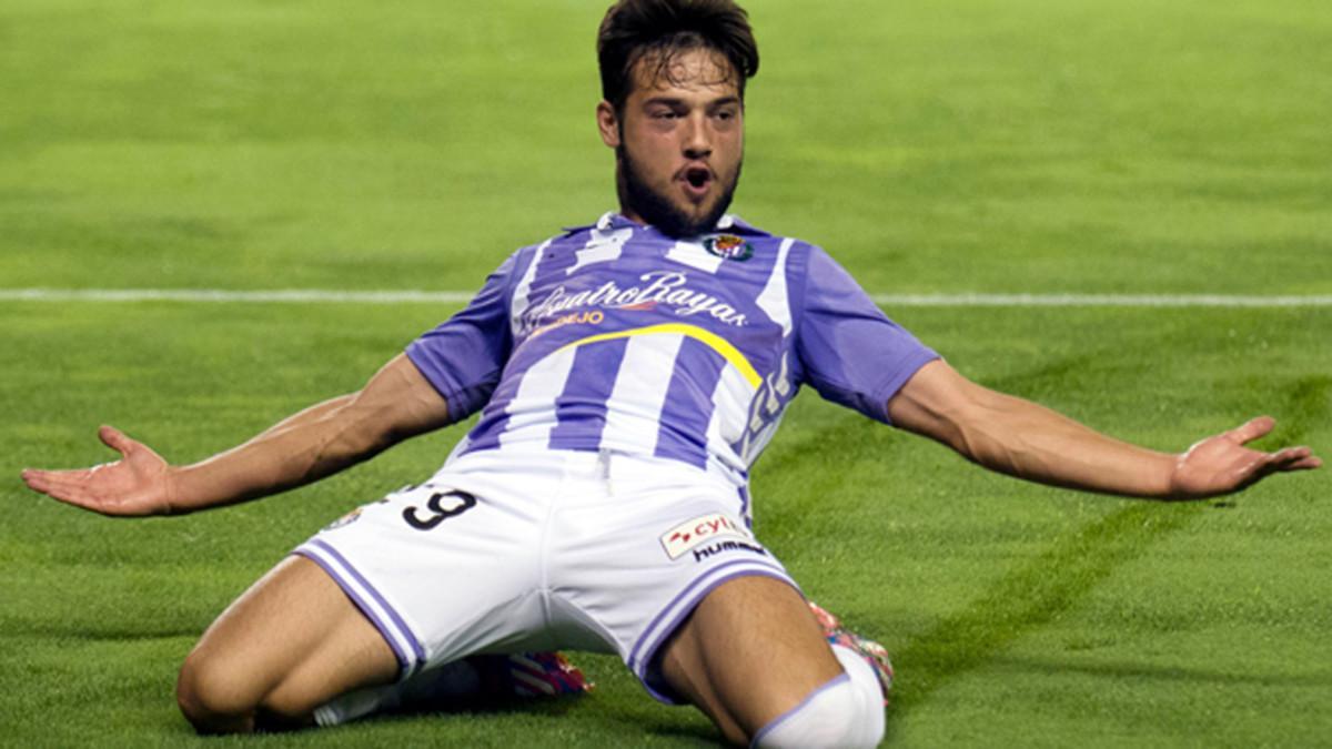 Jose Arnáiz celebra un gol con el Valladolid