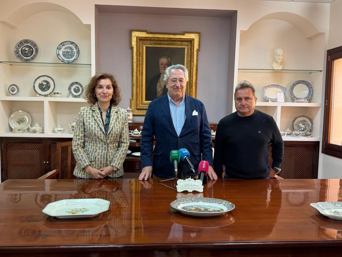 Mar Madrid, Javier Targhetta y José Hurtado durante la reapertura de La Cartuja de Sevilla.