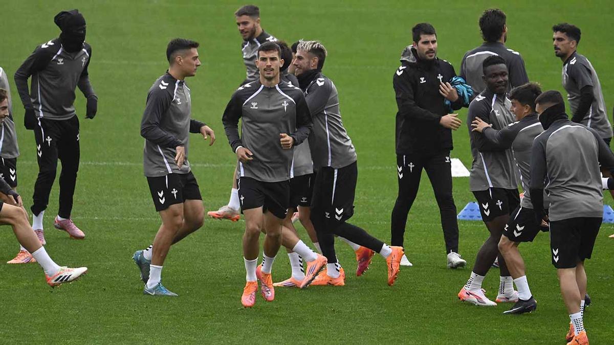Sesión de preparación del Celta, ayer,  en Afouteza