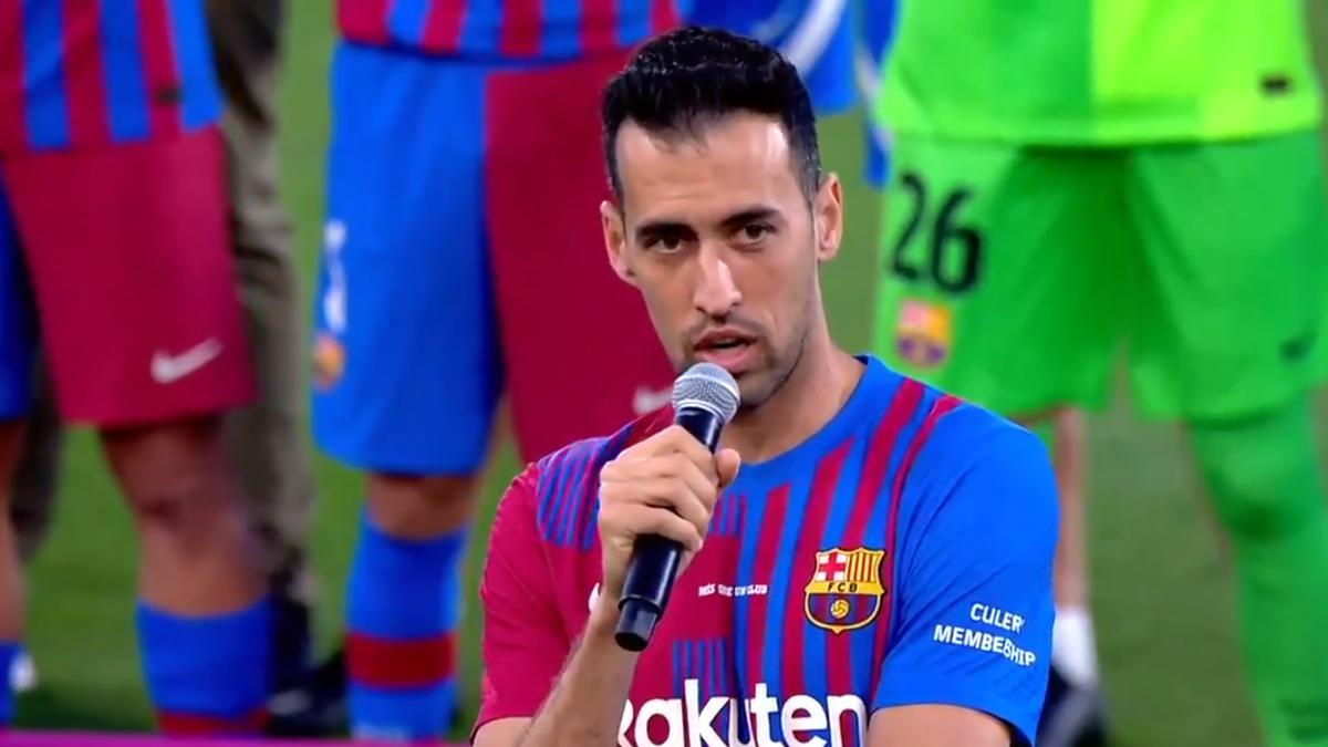 El emotivo discurso de Busquets hacia Messi en el Gamper