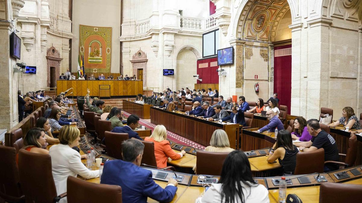 Diputados en el momento de la votación del Pleno del Parlamento de Andalucía.