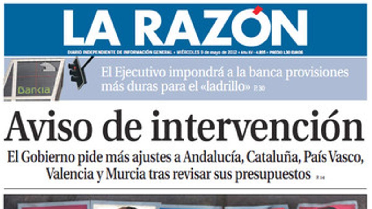 Portada de 'La Razón'