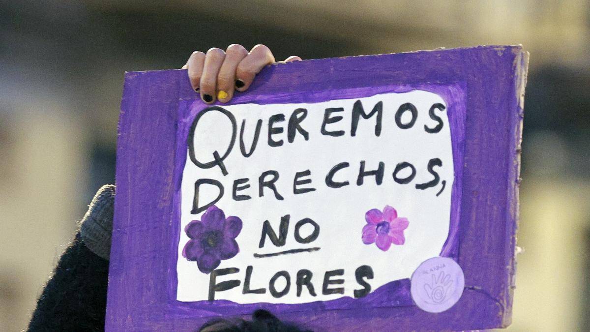 Una mujer en una manifestación del 8-M
