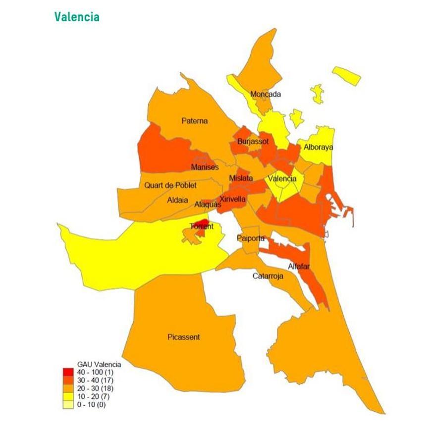Mapa de la pobreza infantil en València y su área metropolitana