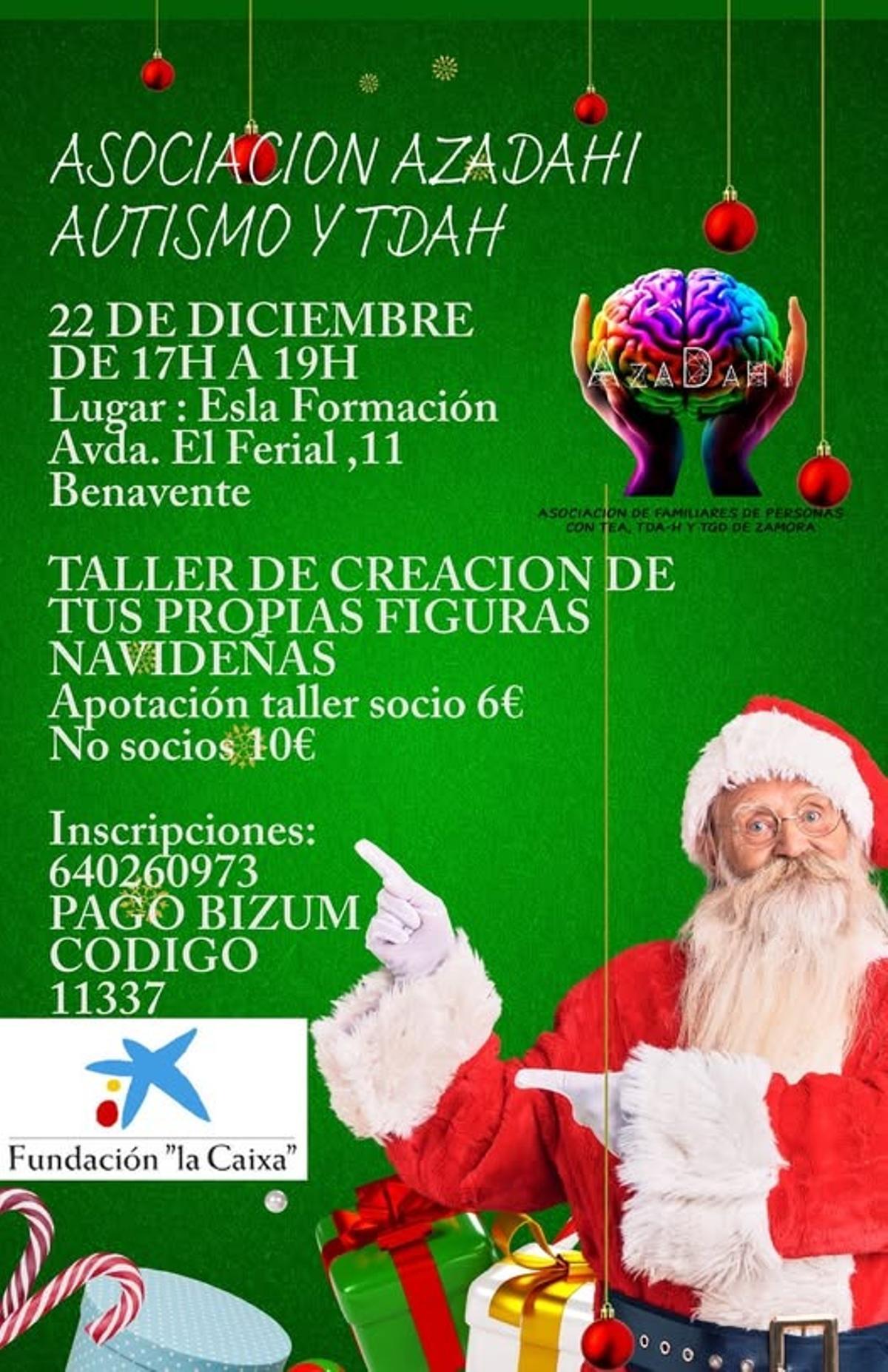 Azadahi organiza un taller de figuras navideñas en Benavente para personas con autismo y TDAH.
